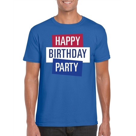 Blauw Toppers Happy Birthday party heren t-shirt officieel