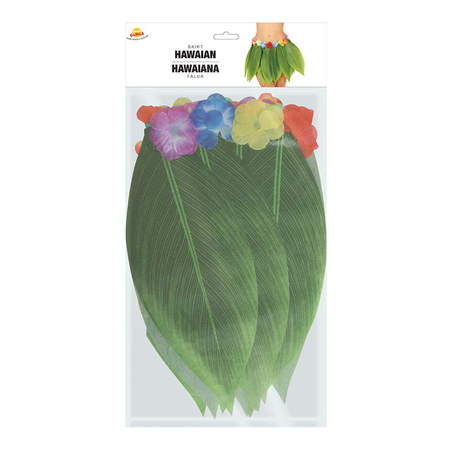 Toppers - Hawaii verkleed rokje met bladeren - voor volwassenen - groen - 38 cm - hoela rokje - tropisch