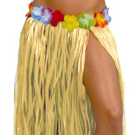 Toppers - Hawaii verkleed hoela rokje en bloemenkrans - volwassenen - naturel - tropisch themafeest - hoela