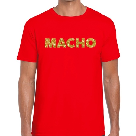 Macho gold glitter t-shirt red for men