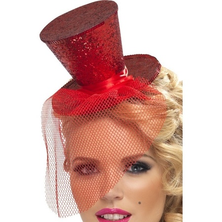 Red mini top hat on headband