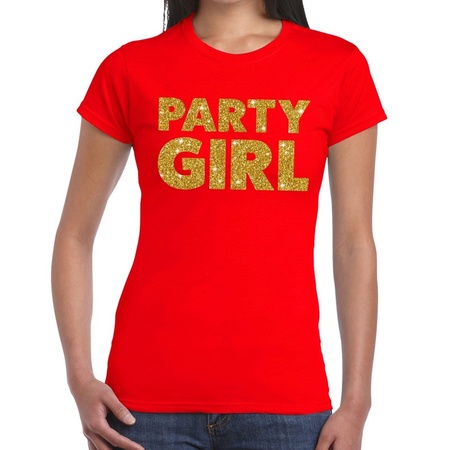 Party Girl glitter tekst t-shirt rood dames