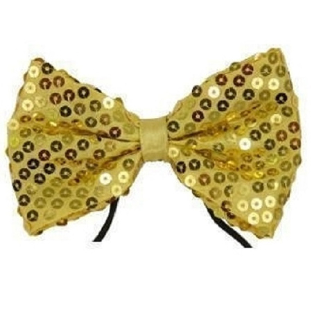 Gold bow tie with sequins dress-up accessories for adults