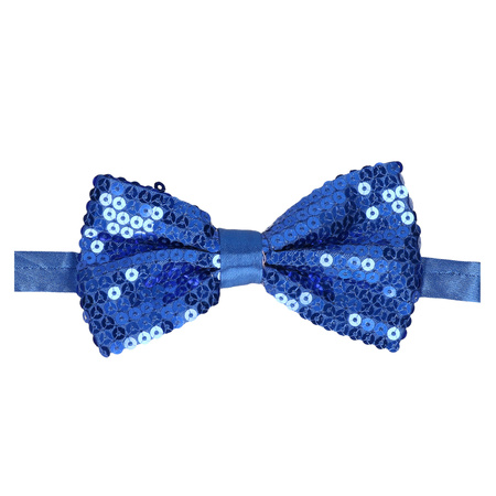 Royal blue bow tie with sequins dress-up accessories for adults