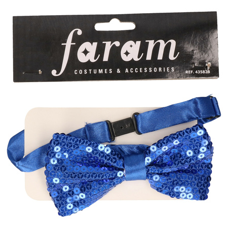 Royal blue bow tie with sequins dress-up accessories for adults